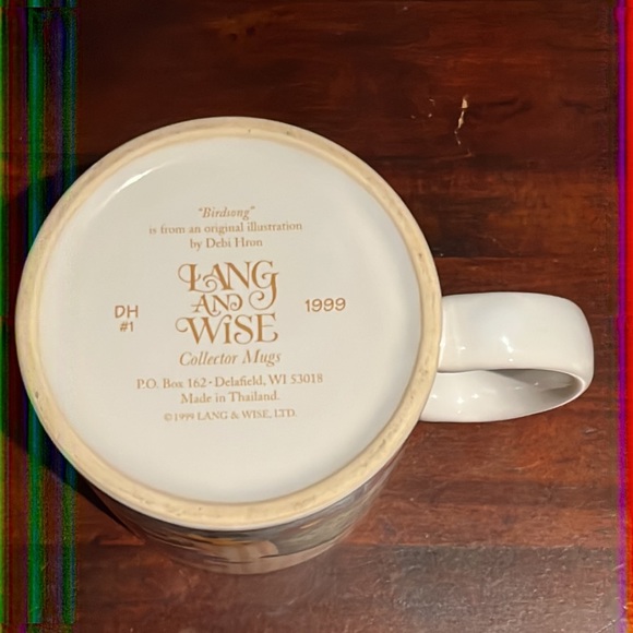 Lang and Wise “Birdsong”  Collector Coffee Mug, 1999, By Debi Hron, 12 oz. - Picture 8 of 14